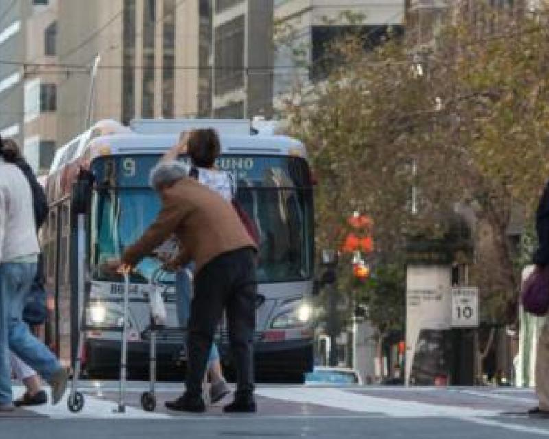 Pedestrians crossing Market Street